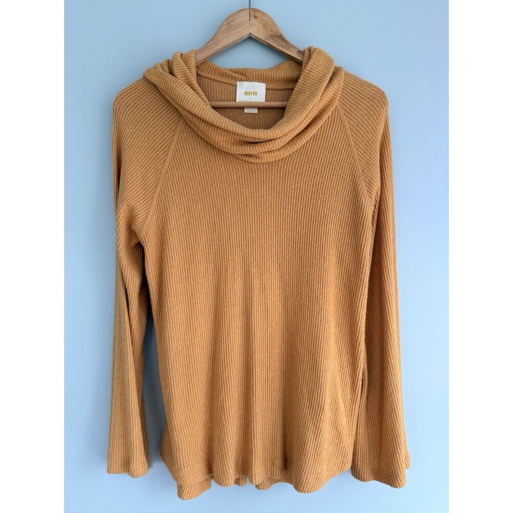 Maeve By Anthropologie Small Ribbed Turtleneck Oversized Sweater